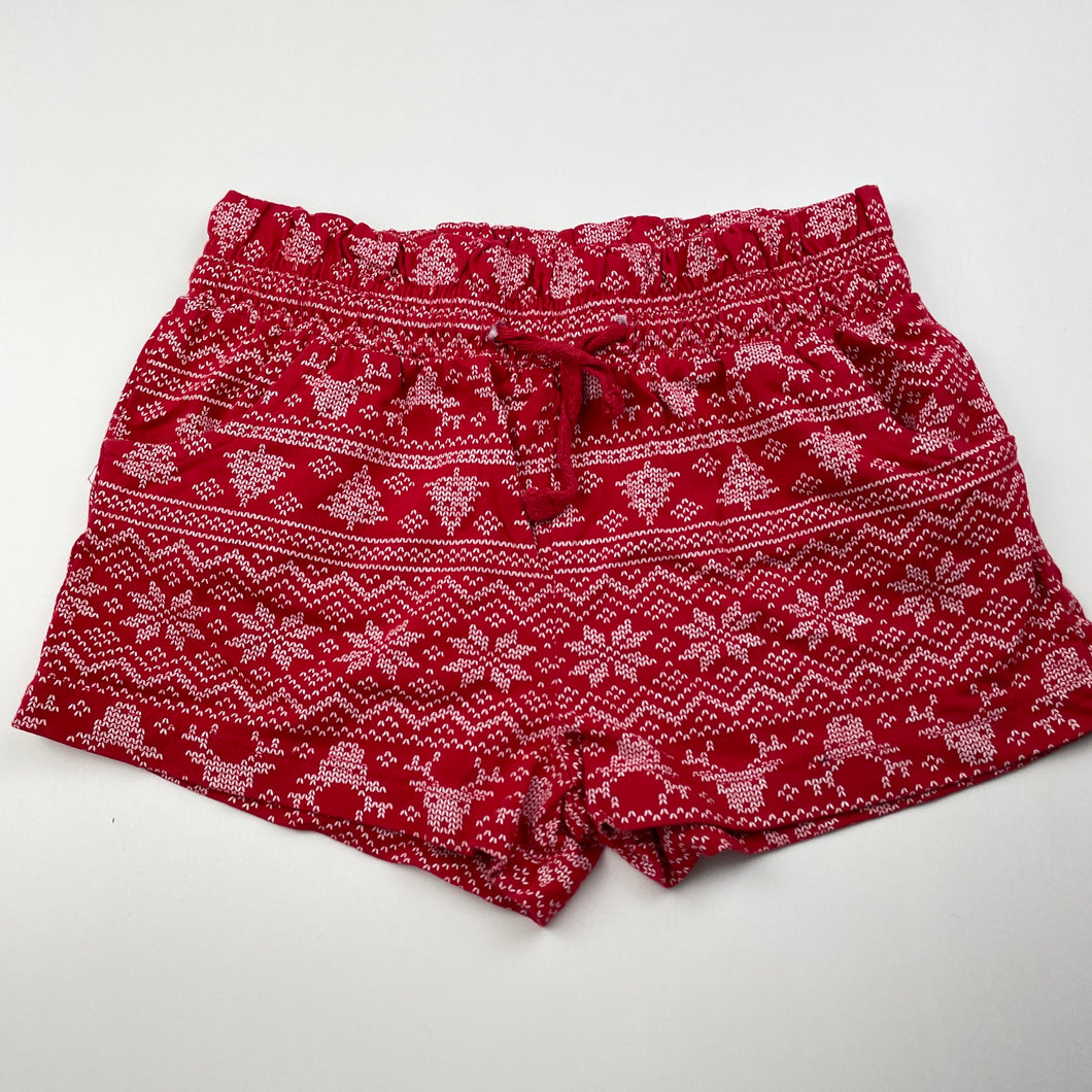 Girls B&L, red cotton Christmas shorts, elasticated, GUC, size 6,  