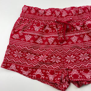 Girls B&L, red cotton Christmas shorts, elasticated, GUC, size 6,  