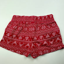 Load image into Gallery viewer, Girls B&amp;L, red cotton Christmas shorts, elasticated, GUC, size 6,  