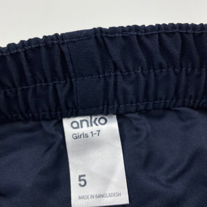Girls Anko, navy lightweight board shorts, elasticated, EUC, size 5,  