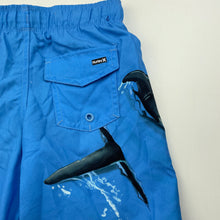 Load image into Gallery viewer, Boys Hurley, lined lightweight board shorts, elasticated, sharks, EUC, size 5,  
