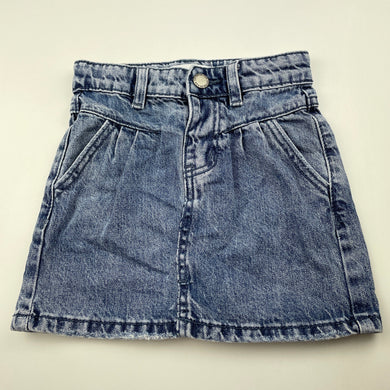 Girls Cotton On, blue denim skirt, adjustable, L: 27cm, GUC, size 4,  