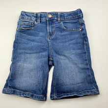 Load image into Gallery viewer, unisex Target, blue stretch denim jean shorts, adjustable, GUC, size 7,  
