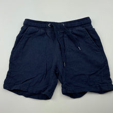 Load image into Gallery viewer, Boys navy, linen blend shorts, elasticated, no labels, W: 25.5cm across, GUC, size 4,  