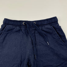 Load image into Gallery viewer, Boys navy, linen blend shorts, elasticated, no labels, W: 25.5cm across, GUC, size 4,  