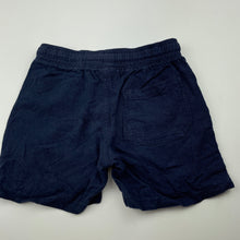 Load image into Gallery viewer, Boys navy, linen blend shorts, elasticated, no labels, W: 25.5cm across, GUC, size 4,  
