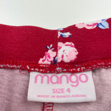 Load image into Gallery viewer, Girls Mango, red floral stretchy shorts, elasticated, FUC, size 4,  