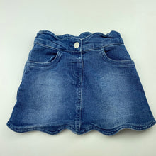 Load image into Gallery viewer, Girls Kids &amp; Co, blue stretch denim skirt, adjustable, L: 26cm, EUC, size 4,  