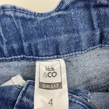 Load image into Gallery viewer, Girls Kids &amp; Co, blue stretch denim skirt, adjustable, L: 26cm, EUC, size 4,  