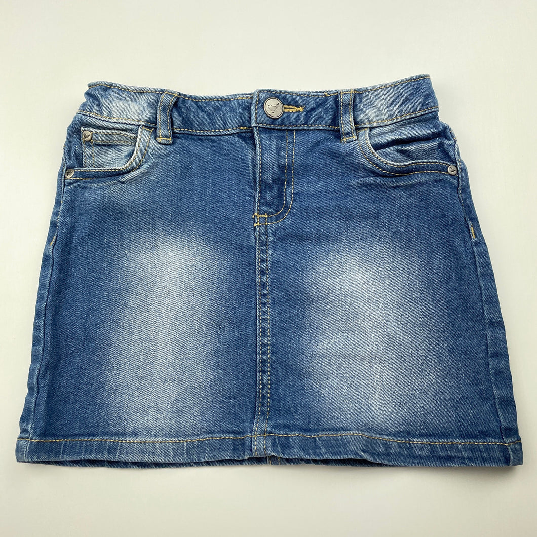 Girls Target, blue stretch denim skirt, adjustable, L: 25.5cm, GUC, size 4,  