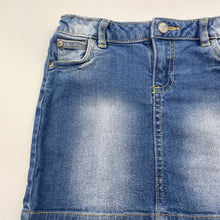 Load image into Gallery viewer, Girls Target, blue stretch denim skirt, adjustable, L: 25.5cm, GUC, size 4,  