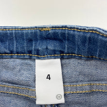 Load image into Gallery viewer, Girls Target, blue stretch denim skirt, adjustable, L: 25.5cm, GUC, size 4,  