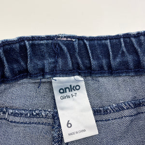 Girls Anko, blue stretch denim shorts, adjustable, EUC, size 6,  