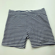 Load image into Gallery viewer, Girls Target, navy stripe bike shorts, elasticated, EUC, size 7,  