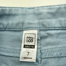 Load image into Gallery viewer, Girls Clothing &amp; Co, blue stretch cotton shorts, adjustable, EUC, size 7,  