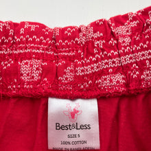 Load image into Gallery viewer, Girls B&amp;L, red cotton Christmas shorts, elasticated, GUC, size 5,  