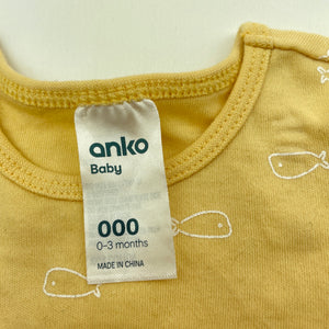 unisex Anko, soft cotton bodysuit / romper, EUC, size 000,  
