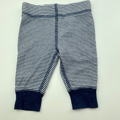 unisex Carters, navy stripe cotton leggings / bottoms, EUC, size 0000,  