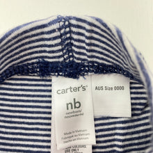 Load image into Gallery viewer, unisex Carters, navy stripe cotton leggings / bottoms, EUC, size 0000,  