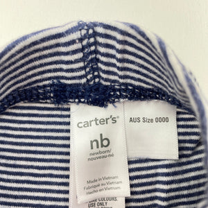 unisex Carters, navy stripe cotton leggings / bottoms, EUC, size 0000,  