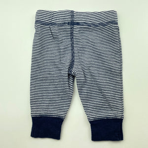 unisex Carters, navy stripe cotton leggings / bottoms, EUC, size 0000,  