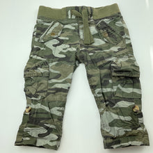Load image into Gallery viewer, Boys Dymples, cotton lined camo print pants, elasticated, FUC, size 0,  