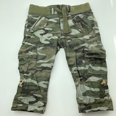 Boys Dymples, cotton lined camo print pants, elasticated, FUC, size 0,  