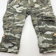Load image into Gallery viewer, Boys Dymples, cotton lined camo print pants, elasticated, FUC, size 0,  