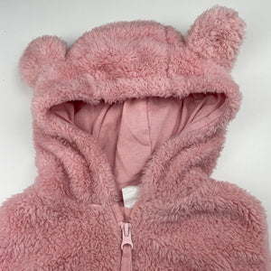Girls Baby Berry, cotton lined fleece hooded vest, GUC, size 1,  
