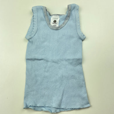 unisex Dymples, blue ribbed cotton singlet top, GUC, size 000,  