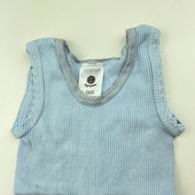 Load image into Gallery viewer, unisex Dymples, blue ribbed cotton singlet top, GUC, size 000,  