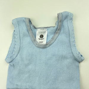 unisex Dymples, blue ribbed cotton singlet top, GUC, size 000,  