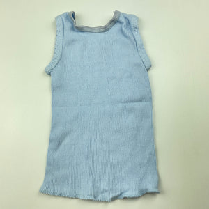 unisex Dymples, blue ribbed cotton singlet top, GUC, size 000,  