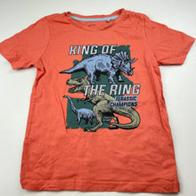 Load image into Gallery viewer, Boys Favourites, orange cotton t-shirt / top, dinosaurs, GUC, size 7,  