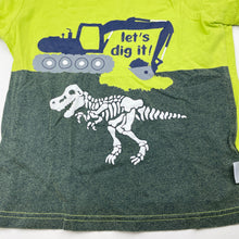 Load image into Gallery viewer, Boys Ollies, green t-shirt / top, dinosaur, no size, armpit to armpit: 33cm, FUC, size 4-5,  
