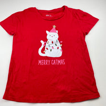 Load image into Gallery viewer, Girls Anko, red cotton CHristmas t-shirt / top, cat, EUC, size 10,  