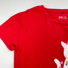 Load image into Gallery viewer, Girls Anko, red cotton CHristmas t-shirt / top, cat, EUC, size 10,  