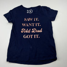 Load image into Gallery viewer, Girls KID, navy cotton t-shirt / top, GUC, size 5,  
