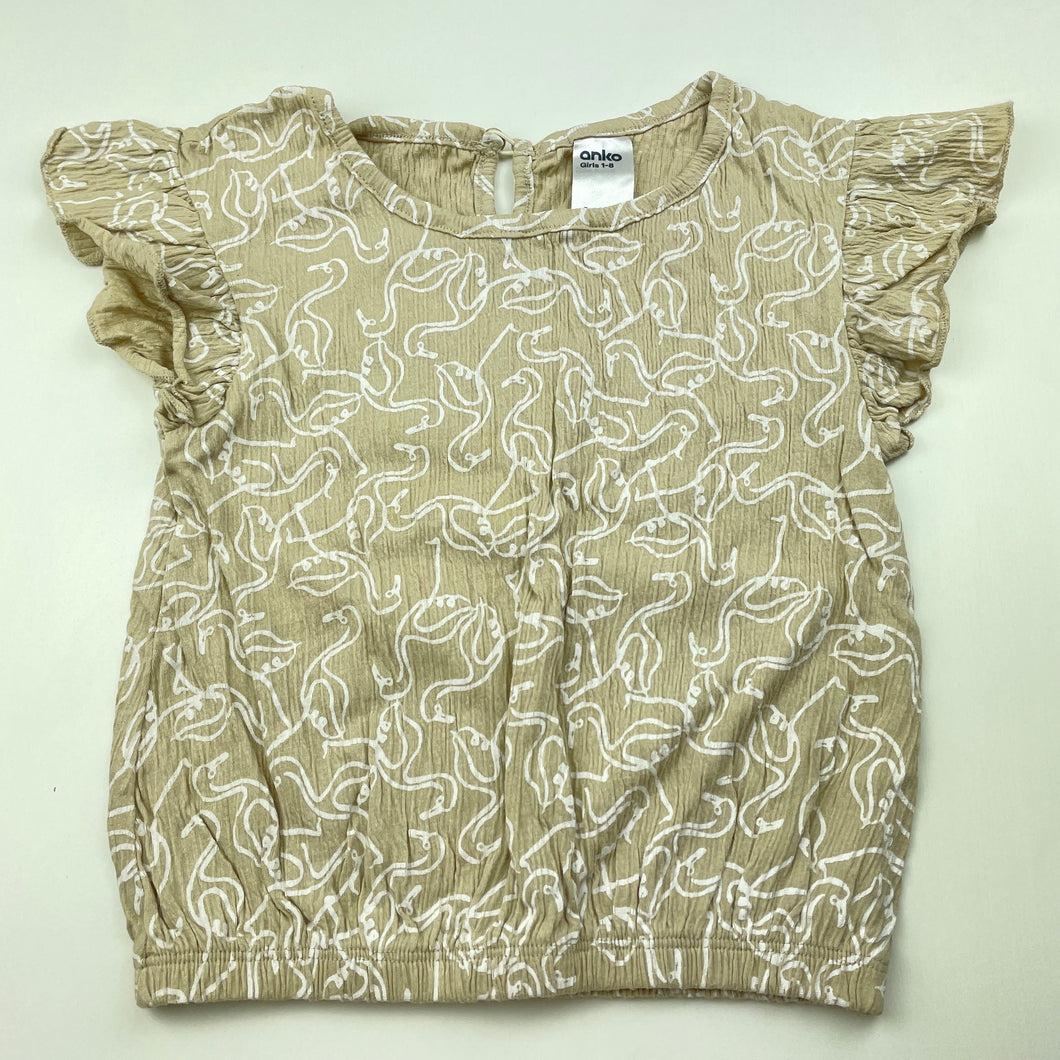 Girls Anko, stretchy crinkle short sleeve top, FUC, size 4,  