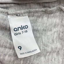 Load image into Gallery viewer, Girls Anko, grey marle tie front t-shirt / top, GUC, size 9,  