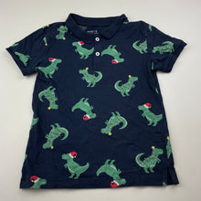 Load image into Gallery viewer, Boys Anko, navy cotton Christmas polo shirt top, EUC, size 6,  