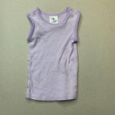 unisex Target, purple stripe cotton singlet top, EUC, size 0000,  