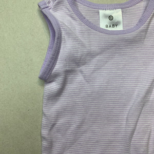 unisex Target, purple stripe cotton singlet top, EUC, size 0000,  
