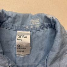 Load image into Gallery viewer, Boys Anko, chambray cotton short sleeve shirt, combi vans, GUC, size 0,  