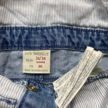 Load image into Gallery viewer, Girls Zara, distressed denim overalls dress, GUC, size 1, L: 42cm