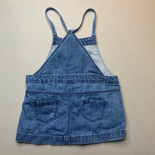 Load image into Gallery viewer, Girls Zara, distressed denim overalls dress, GUC, size 1, L: 42cm