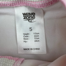 Load image into Gallery viewer, Girls Wave Zone, pink &amp; white long sleeve swim one-piece, GUC, size 5,  