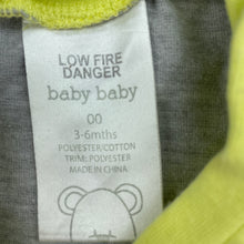 Load image into Gallery viewer, Boys Baby Baby, grey &amp; yellow romper, monster, FUC, size 00,  