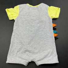 Load image into Gallery viewer, Boys Baby Baby, grey &amp; yellow romper, monster, FUC, size 00,  