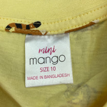 Load image into Gallery viewer, Girls Mango, yellow cotton casual dress, tigers, EUC, size 10, L: 68cm